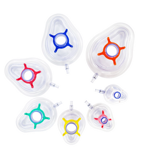 PVC Disposable Anesthesia Mask with Check Valve & Hook Ring, Various Sizes 0– 6, Transparent