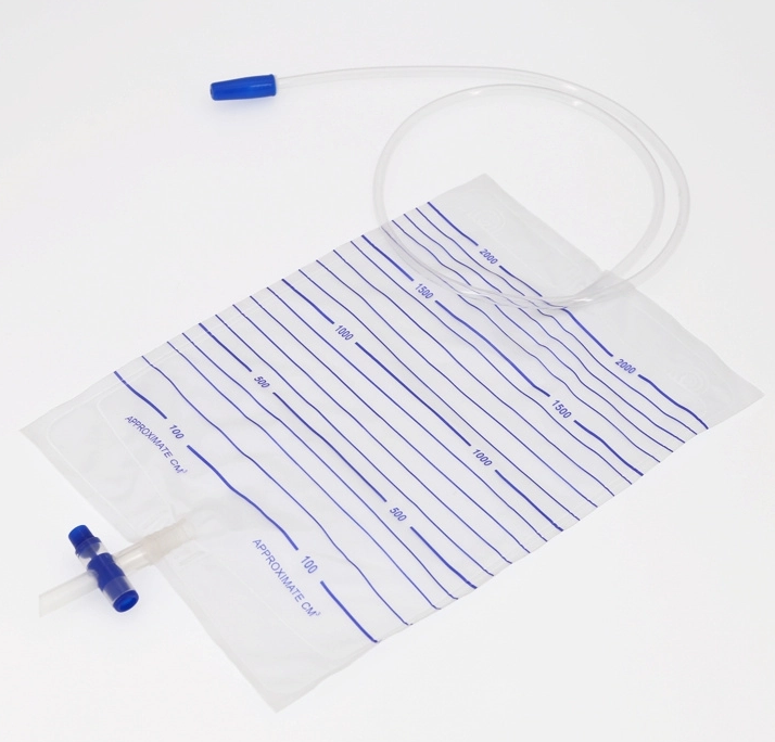 Medical Disposable Plastic Sterile Economic 2000ml PVC Cross Valve Pull-Push Valve Urine Bag