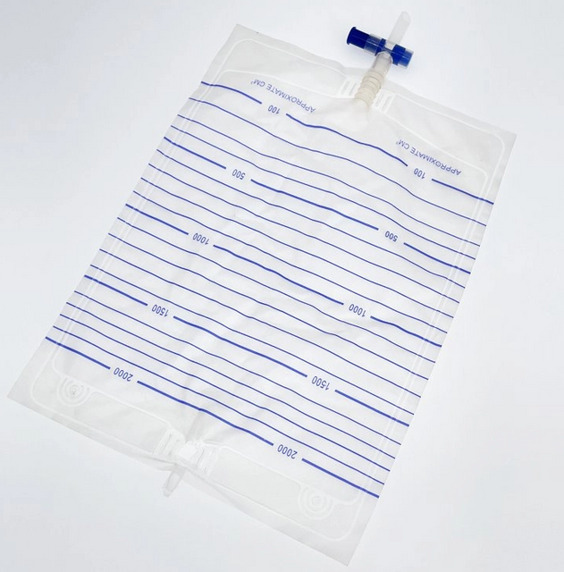 Medical Disposable Plastic Sterile Economic 2000ml PVC Cross Valve Pull-Push Valve Urine Bag