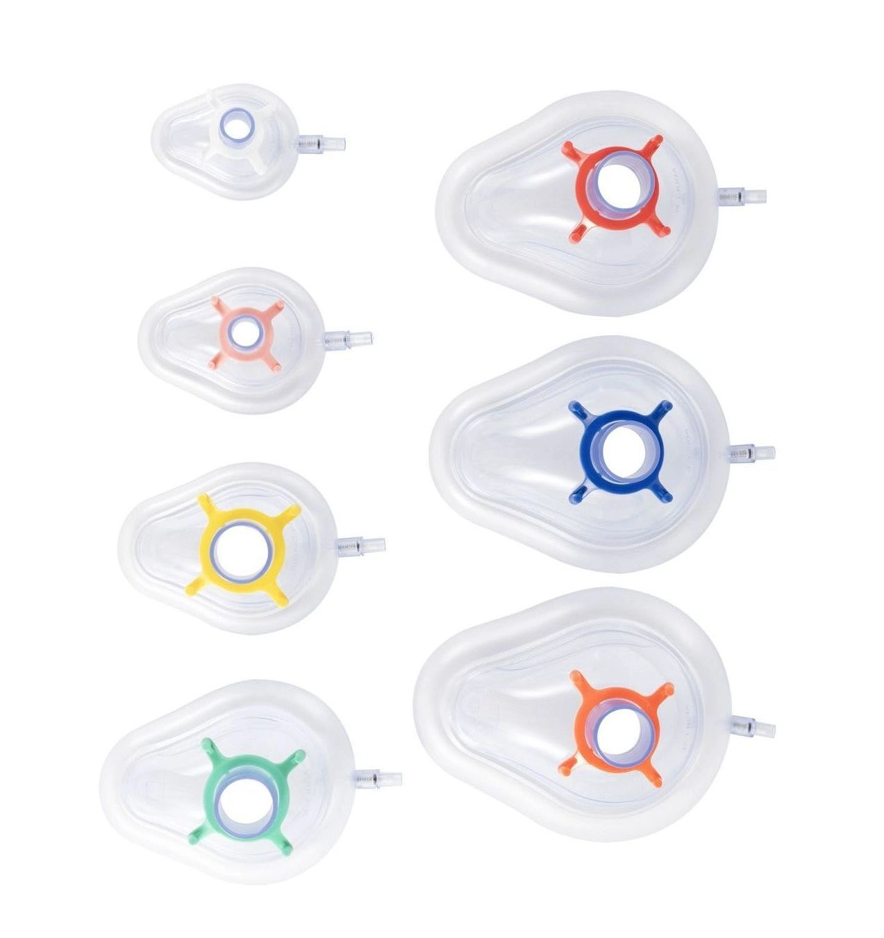 PVC Disposable Anesthesia Mask with Check Valve & Hook Ring, Various Sizes 0– 6, Transparent