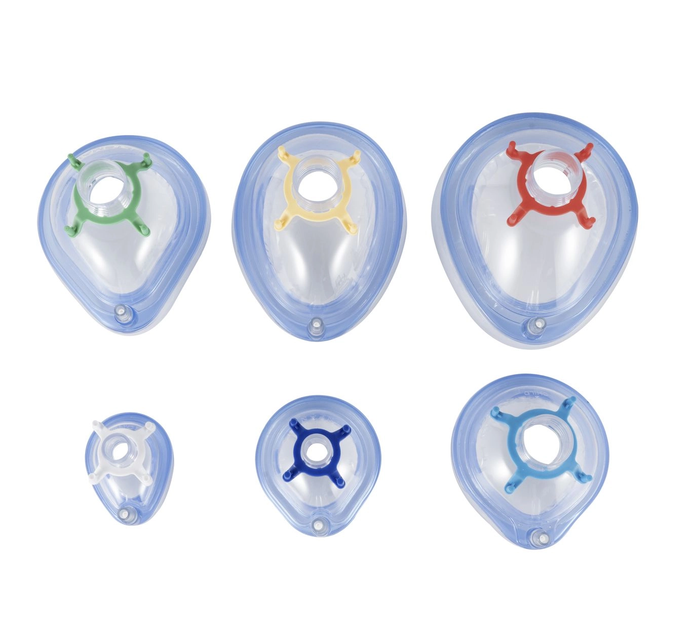 PVC Disposable Anesthesia Mask with Check Valve & Hook Ring, Various Sizes 0– 6, Transparent