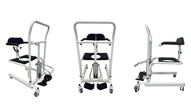 Sturdy & Comfortable Bariatric Lifting Commode Transfer Chair, Toilet Seat Raiser