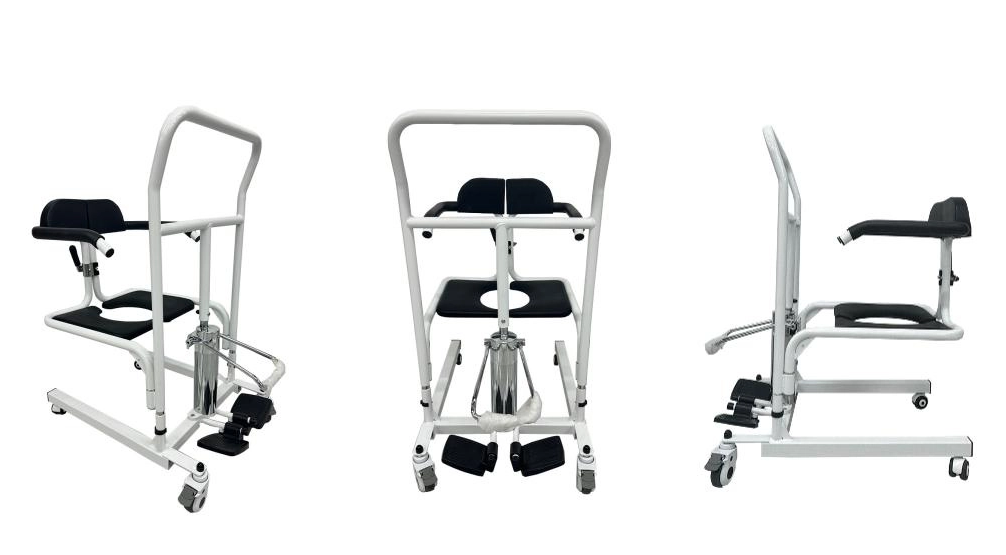 Sturdy & Comfortable Bariatric Lifting Commode Transfer Chair, Toilet Seat Raiser