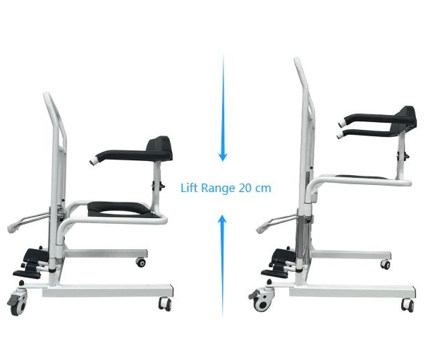Sturdy & Comfortable Bariatric Lifting Commode Transfer Chair, Toilet Seat Raiser