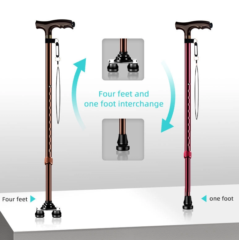 Height Adjustable LED Light Walking Stick Cane Crutches for Elderly