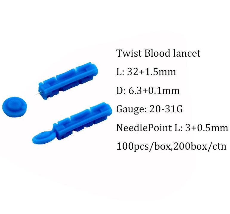 Blue 21G 23G 18G 27G Sterilie Twist Blood Lancet CE ISO13485 Approved